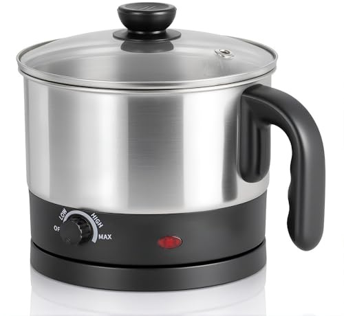 Portable Stainless Steel Single Serve Electric Cooking Cup, All-in-One Noodle Soup Pot For Instant Meals, Compact Travel Kettle