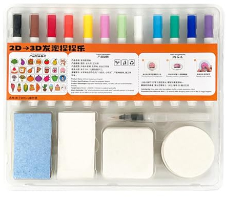 Generisch Kit de peinture en mousse 3D - Lot de crayons de couleur acrylique - Effet 3D doux - Multifonctionnel avec marqueur - Crayons de couleur bouffante - Pour adultes et filles - Pâques