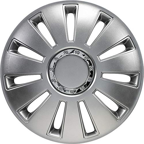 AutoStyle 4 Radzierblenden Silverstone Pro 13-Zoll Silber + Chrom Ringe