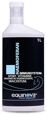 Equinova HAEMOFERAN Liquid 1l – mit Vitaminen, Spurenelementen, Zink, Kupfer Ergänzungsfuttermittel für Pferde – stärkt das Immunsystem bei erhöhtem Nährstoffbedarf