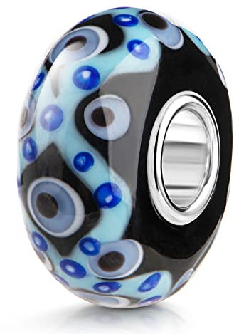 MATERIA by Matthias Wagner Türkisches Auge Glas Bead schwarz blau weiß Nazar Boncugu Glasperle für Beads Armband 484