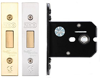 Flat Bathroom Deadlock Bolt ZUKFD64 ZUKFD76 (76mm Case - 57mm Backset, Satin Stainless Steel)