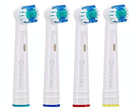 Smile Nut Replacement Toothbrush Heads 4 Pack with Dupont Indicator Bristles for Whitening & Gum Care Compatible with Oral Electric Toothbrushes