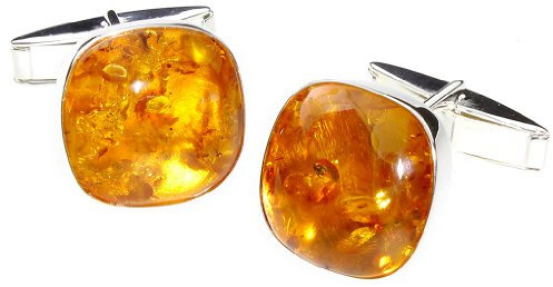 Ostsee-Schmuck Herren-Manschettenknopf 925/000 Sterlingsilber mit Bernstein 001 253001 0100