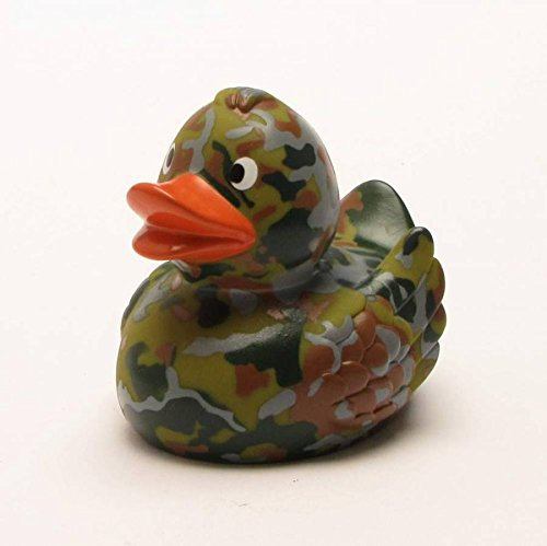 Badeente Camouflage I Quietscheente I Duckshop I L: 7,5 cm I inkl. Badeenten-Schlüsselanhänger im Set