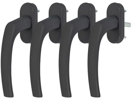 4 x Alu Fenstergriff in Grau RAL 7016 - Stiftlänge 40mm