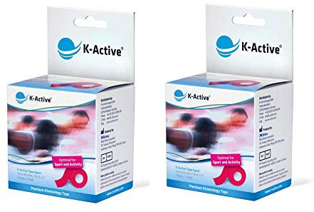K-Active Kinesiologie Tape Sport ROT mit verstärkter mechanischen Unterstützung 50 mm x 5 m, 2 Rollen