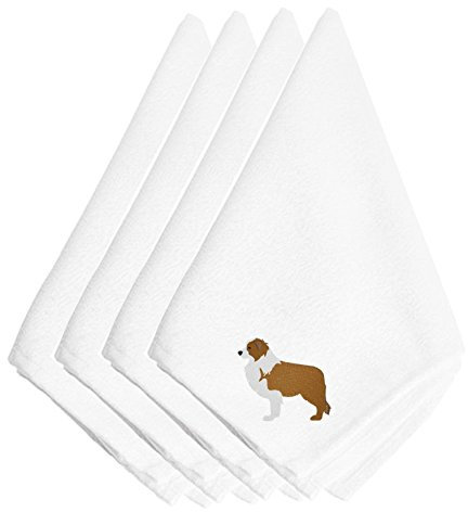 Caroline's Treasures BB3422NPKE Red Border Collie Servietten, bestickt, 4 Stück