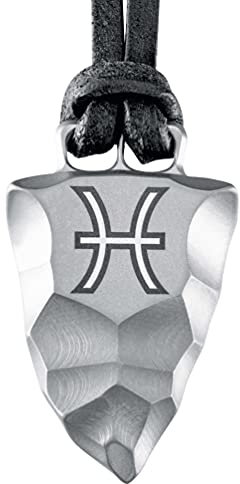 Element of Gods Titan Faustkeil Sternzeichen Fische Pisces Anhänger mit Lederband in schwarz