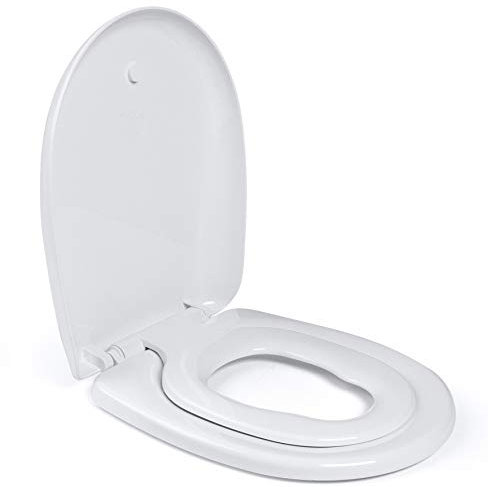 Sedile WC Aqua Bagno Junior Junior Universal Premium Premium con meccanismo automatico di chiusura soft-closing in polipropilene, coperchio ad O con seggiolino per bambini, coperchio per WC familiare