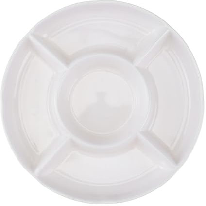 BESTonZON Plateau de Fruits de 9 Pouces, 5 Compartiments, Section de Plats, Assiette de collations, apéritif, Plateau de Service pour Bar de fête à la Maison (Blanc)
