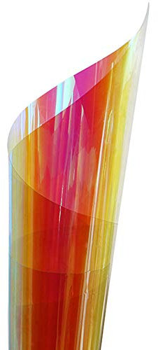 HOHOFILM Holographic Rainbow Color Window Film Self-adhesive Iridescent Window Glass Tint Blaze Film Craft Vinyl for Christmas Home Building Decoration,45cm*200cm