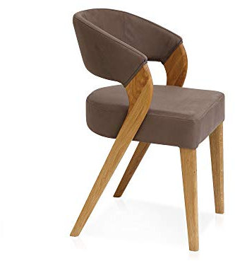 moebel-eins Alona Polsterstuhl, Material Massivholz/Bezug Kunstleder, Eiche, Nougat