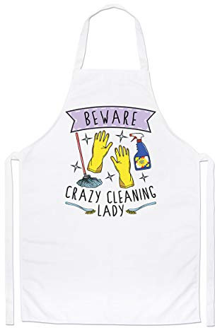 Gift Base Beware Crazy Cleaning Lady Chefs Apron