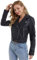 DIASHINY Schwarze Kunstlederjacke für Frauen mit Gürtel PU Cropped Moto Biker Coat Motorrad Crop Short Jacket 036 S