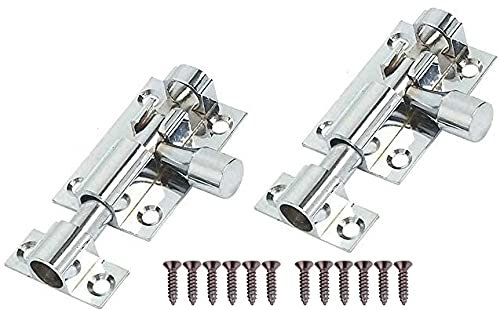 2 Pcs x Chrome Sliding Barrel Bolt Door Latch Lock Straight Door Bolts Set 2 Inch - 50mm