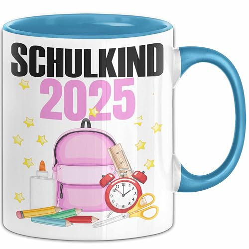 Einschulung Mädchen Geschenk Schultüte Füllung Tasse Schulstart 1. Schultag Schuleinführung Schulanfang Geschenkidee 2025 Schulkind (Blau)