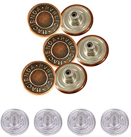 Trimming Shop 14 mm Ersatz-Jeansknöpfe, langlebiger Reißverschluß, keine Nähknöpfe mit Rückennieten, für Jeans, Jacken, Röcke, antik, 100-teiliges Set