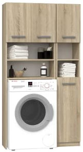 ADGO Marpol Set de Salle de Bain 30x96x183 cm, Armoire pour Machine à Laver + étagère de Salle de Bain Poller, Armoire Haute (Livraison en 2 Paquets) (Sonoma)