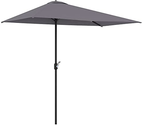 Outsunny Sombrilla Rectangular 230x130x245 cm de Pared Media UV 30+ Gris | Parasol Media, con Manivela, Impermeable, Tela Poliéster 180 g/m², para Balcón Terraza Jardín