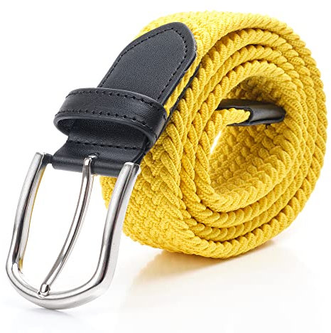 DWOY Elastischer Stoffgürtel Geflochtener Gürtel für Damen und Herren (Gelb, 115)