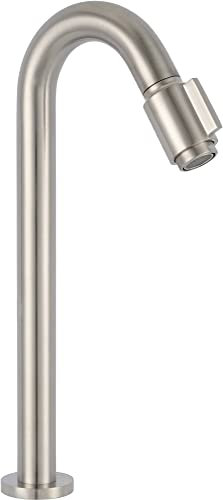 Saqu Essential 2.0 Kaltwasserhahn Gäste WC - 30 cm Hoher Waschtischarmatur - Messing - Mit Rosetten - Gebürstet Stahl - Waschbecken - Armatur