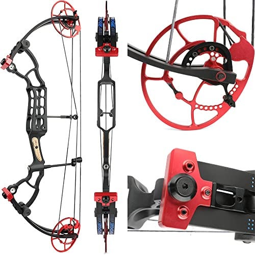 wolfman Compound Bogen Set 340 FPS Jagd Bogen Schießen Wettbewerb Bogen Dual-Nockensystem Bogen Pfeil Set für Bogenschießen Jagd Linkshänder Rechtshänder (40-60lbs Nur Bogen, Rot Bogen)