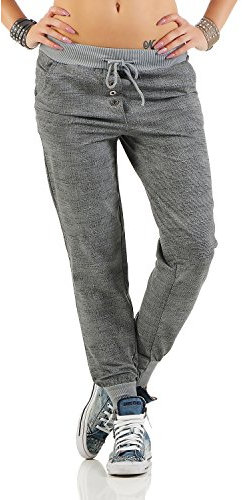 ZARMEXX Damen Sweatpants im Classic Look Baggy Baumwollhose Damenhose Trainingshose Sporthose Unifarben (hellgrau-meliert, 36-40)