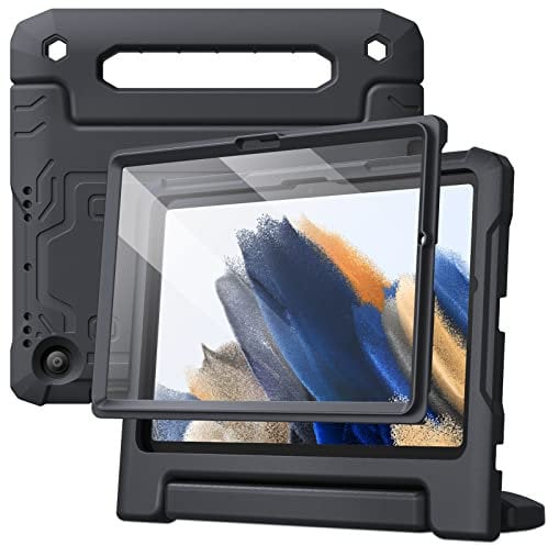JETech Funda Niños para Samsung Galaxy Tab A8 10,5 Pulgadas 2021 (SM-X200/X205/X207) con Protector Pantalla Incorporado, Antigolpes Asa Soporte Tableta Carcasa Infantil (Negro)