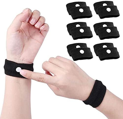 Reisebänder gegen Krankheit, Akupressur-Armbänder zur Linderung von Reisekrankheit und Übelkeit, 3 Paar (schwarz))