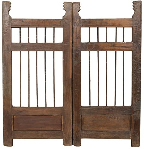 Biscottini Puerta de Madera para Exterior 103x4x98 cm | Puerta jardín con Doble Puerta | Puerta jardín Exterior Vintage restaurada