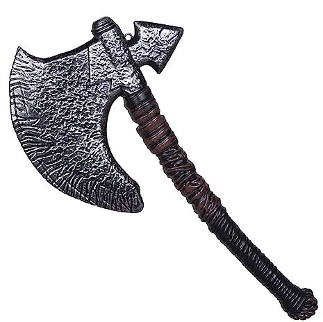 Edozos® Halloween Plastic Prop Weapons Set - Fake Bloody Axe, Slasher Knife & Machete | Safe Cosplay Fancy Dress Accessories | Horror Movie Costume Props & Scary Decoration (Axe 46 CM)