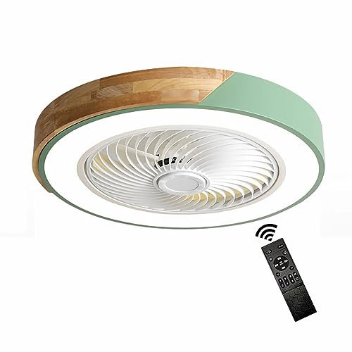 GaoHX Holz Deckenventilator mit Beleuchtung LED Licht, Moderne Invisible Fan Deckenleuchte Dimmbar, Timer Leise Ventilator lampe, Deckenlampe für Wohnzimmer Schlafzimmer Kinderzimmer