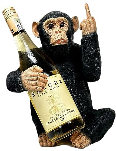 Darthome Wine Holder Black Up Yours Monkey Resin Single Bottle Storage Novelty Ornament