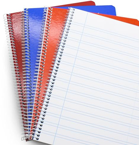 DOJA Barcelona | Spiralblock Notizbuch Doppelt Liniert | Festem Umschlag | 4er Pack | 80 Blätter Liniert | 3.5 mm | Zufällige Farben | Notizbücher für Künstler, Studenten, Berufstätige