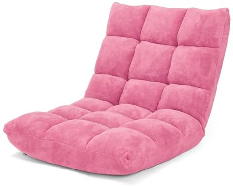 SOARS Canapé Convertible, Fauteuil Lit Pliable avec Dossier à 14 Positions Réglables, Confort Max avec Surface en Velours Corail et Coussin Épais, 55 X 56 X 55 CM, pour Salon, Chambre, Rose