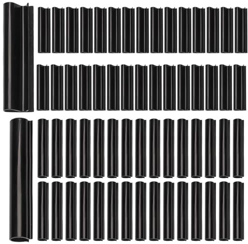 60pcs Winter Swimming Pool Cover Clips, 4.72 Inch 2 Shapes Above Ground Pool Guard Clamps to Hold Cover Black Securing Cover Clip for Pool with Metal Railing