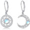 POPLYKE Mond Sonne Ohrringe Damen Sterling Silber Mondstein Leverback Ohrringe Mond Sonne Schmuck