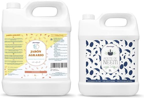 PLANTAWA Pack Jabón Potásico 5L + Aceite de Neem 2L | Solución Multiusos | Fácil Aplicación y Máxima Eficacia | Versátil | Uso en Interior y Exterior | Productos de origen natural