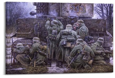 QLLS Vintage WW2 Krieg Poster Infanterie deckt den Tiger dekorative Leinwand Familie Schlafzimmer Kunstwerk Bild Gemälde 30 x 45 cm