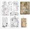 GLOBLELAND Zeit Pflanze Transparente Silikonstempel Retro Text Klare Stamps Vintage Hintergrund Silikonstempel Für Kartengestaltung DIY Prägung Journaling