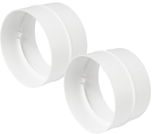 Lot de 2 raccords de tuyau ronds et flexibles de 100 mm/10 cm pour raccord de tuyau d'air - Blanc