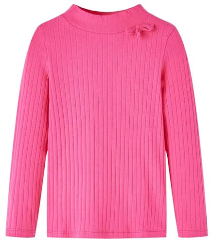 Maglietta da Bambina a Maniche Lunghe a Costine Fucsia 104