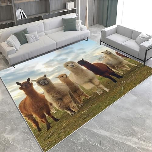 Teppiche Wohnzimmer tierisches Alpaka Teppich Kinderzimmer rutschfeste Unterseite, FüRs Wohnzimmer Schlafzimmer Und das Kinderzimmer Moderner Teppich 100x160