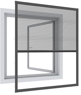 Wip Expert Plissee Fenster Ultra Flat, Insektenschutz für Fenster, Fliegengitter, Mosquitoschutz, Selbstbausatz 100 x 120 cm, anthrazit, 03243