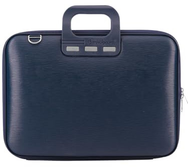 Bombata Sacoche Pour Ordinateur Portable - Housse Ordinateur 15.6 pouces - Sac a Bandoulière Impermeable Avec Poches - Cuir Synthétique Bleu Foncè