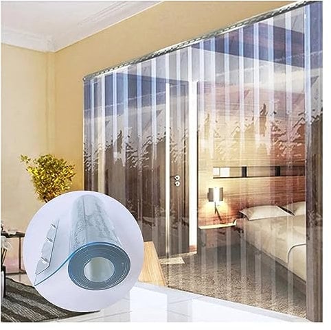 IBOWZ PVC Lamellen Streifenvorhang Transparente PVC-Streifentür, PVC-Türvorhang, Klimaanlage, Türvorhang, Lager, Kühlhaus, Tür, Eingang, Wärmedämmung