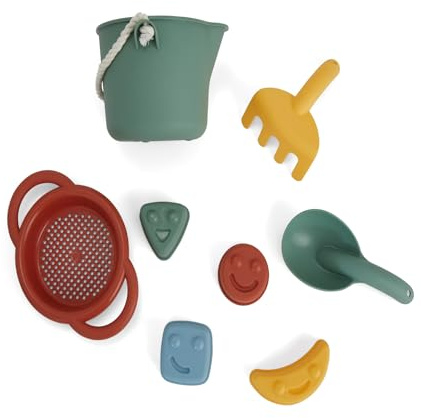 Viking Toys 5382041 Reline Sandspielzeug-Set, 8-teilig ab 12 Monaten | Eimer und Sieb, Strandspielzeug für Kinder