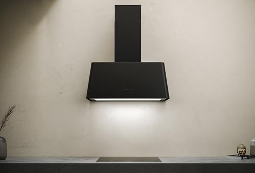 SILVERLINE Cappa da Cucina a Parete LUNA 2262.8.733.01 Nera 80 cm, Aspirazione Massima 673 m³/h, Striscia LED 4 W Classe Elergetica A