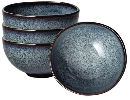 Villeroy & Boch like. by Lave Gris Suppenschüssel 4er Set, Graue Bowl Aus Steingut, Müslischale, Suppenschale, Spülmaschinensicher, Mikrowellengeeignet